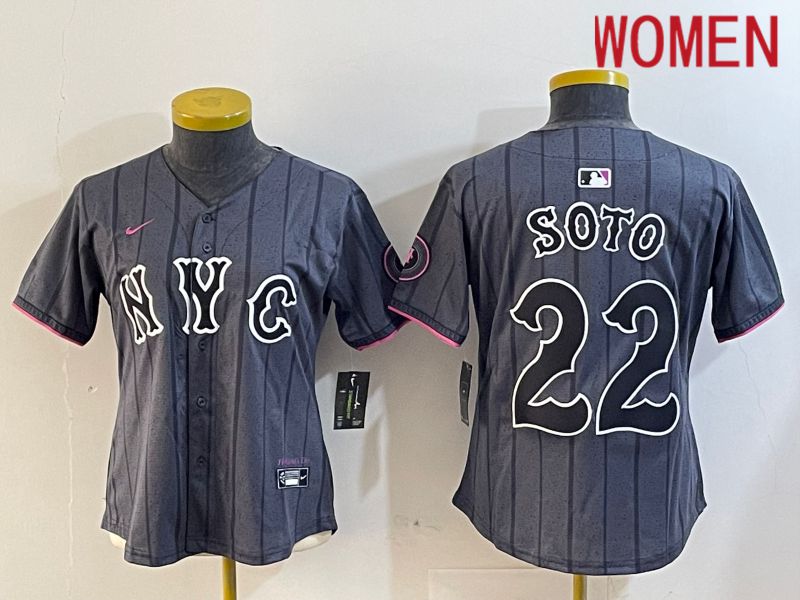 Women New York Mets #22 Soto Black City Edition 2024 Nike MLB Jersey style 2->women mlb jersey->Women Jersey